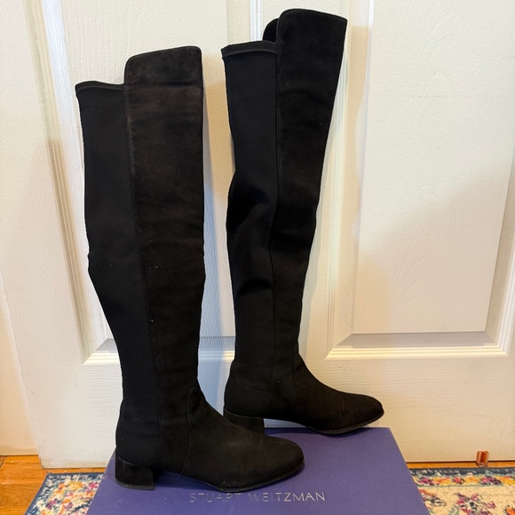 Stuart Weitzman Over-the-Knee Black Suede Boots - Women's 8 5050 - Picture 4 of 12